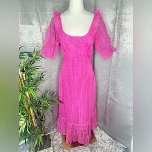 ASOS Barbie Pink Organza Eyelet Maxi Dress Women’s Size 6